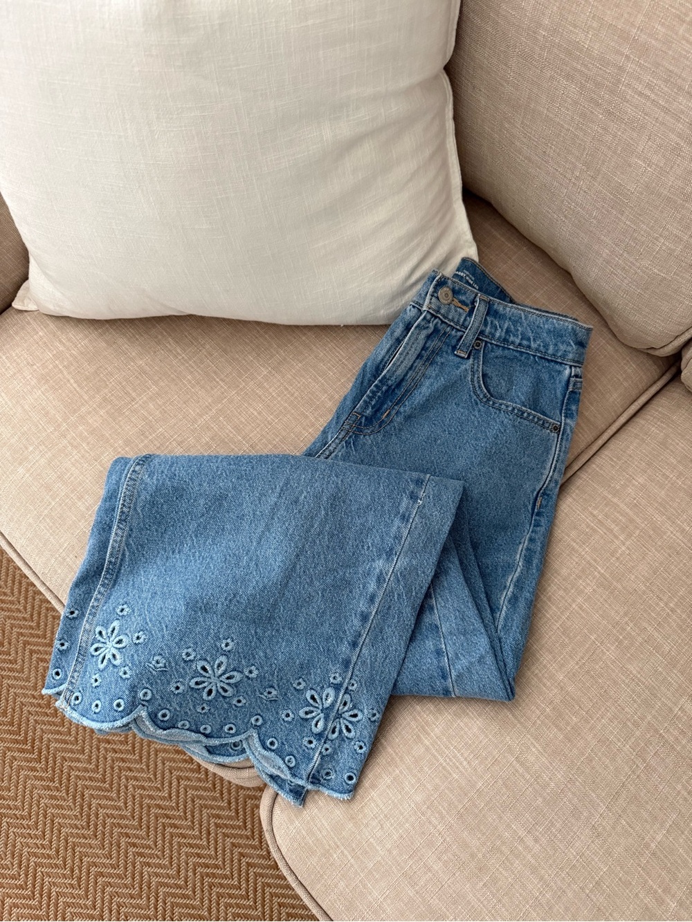 Scalloped Wide Leg Jeans